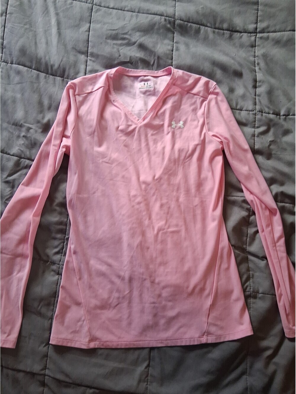 Under Armour Heatgear Extra Large Light Pink Compression V Neck Long Sleeve F2